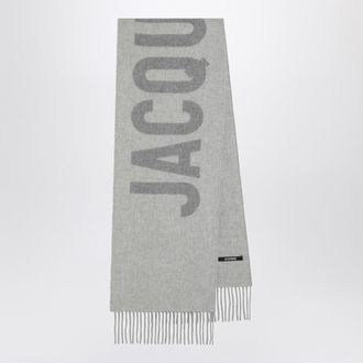 Jacquemus Grey Wool Scarf With Logo