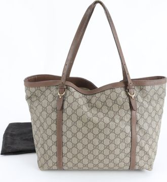 Gucci Brown Leather Coated Canvas Handbag Shoulder Bag Tote Bag (Pre-Owned)