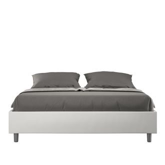 ITYhome Letto Matrimoniale Rivestito In Similpelle - Azelia - Colore: Bianco - Tipologia Letto: Alzata Doppia - Dimensione Rete: 160x190