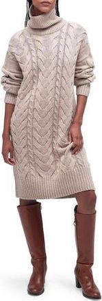 Barbour Woodlane Cable Stitch Long Sleeve Sweater Dress in Nougat at Nordstrom Rack, Size 10 Us / 14 Uk