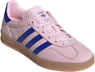 adidas Gazelle Indoor Sneaker in Clear Pink/Lucid Blue/Gum 3 at Nordstrom, Size 9