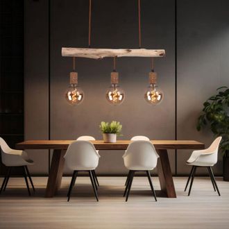 Globo Lighting Lampada a sospensione in legno lampada da tavolo da pranzo cucina appesa retro plafoniera lampada a sospensione vintage 3 fiamme, metallo legno color