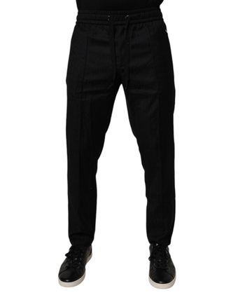 Dolce & Gabbana Mens Black Wool Jogger Jogging Pants Virgin