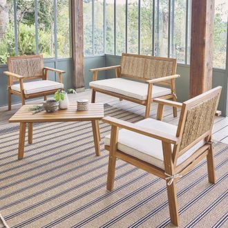 Sweeek Salotto da giardino con corde verticali, 4 posti