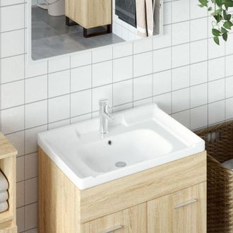 vidaXL Lavandino da Bagno Bianco 71x48x23 cm Rettangolare in Ceramica - Vidaxl