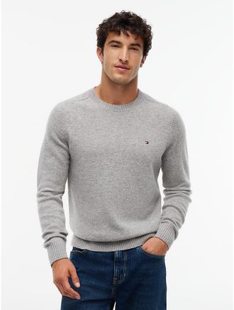 Tommy Hilfiger Mens Lambswool Crewneck Sweater - Grey Heather - XL