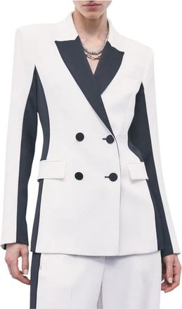 Patrizia Pepe Dubbelrijige Blazer - Dames - Blazers - Wit - L - Polyester - Jassen