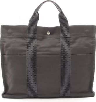 Herm&egrave;s Gray Nylon Canvas Canvas Handbag Tote Bag (Pre-Owned)