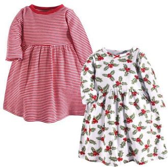 Hudson Baby Twin Pack Long-Sleeve Dress Bundle in Holly at Nordstrom, Size 18-24M