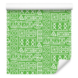 OEM Carta Da Parati Con Motivo Geometrico Polinesiano, Menta E Verde, 50x1000 Cm