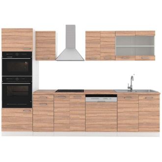 Vicco Cucina componibile R-Line, Sonoma/Bianco, 300 cm con armadio alto, pl Rovere