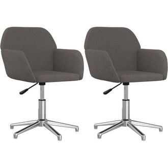 vidaXL Vidaxl - Sillas De Comedor Giratorias 2 Unidades Tela Gris Oscuro