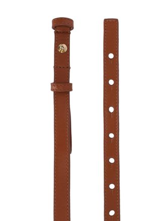 Chlo&eacute; Womens Logo Buckle Belt Brown Calf Leather Metal