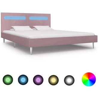 vidaXL Giroletto con led senza Materasso Rosa 180x200 cm in Tessuto - Vidaxl