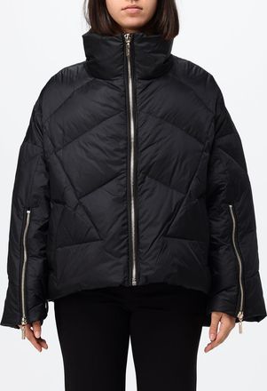 Twinset Short Quilted Nylon Puffer Jacket with High Neck and Zip Closure