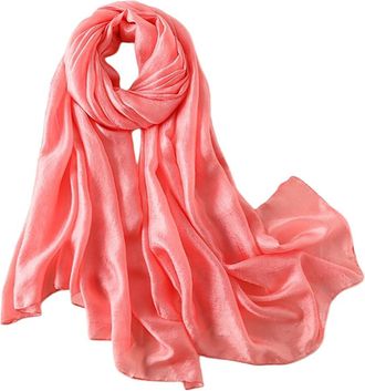 Lina & Lily Shimmer Sheen Scarf Shawl Wrap for Wedding Evening Dress Sheer Lightweight (Coral)