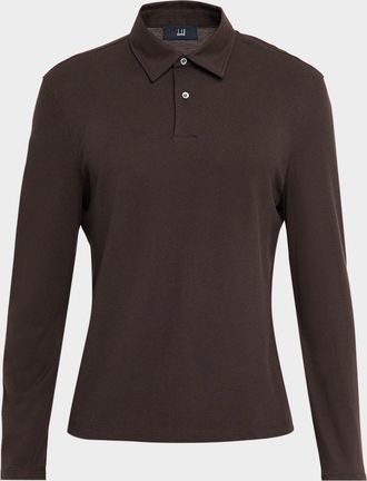 Dunhill Mens Cotton and Silk Long-Sleeve Polo Shirt