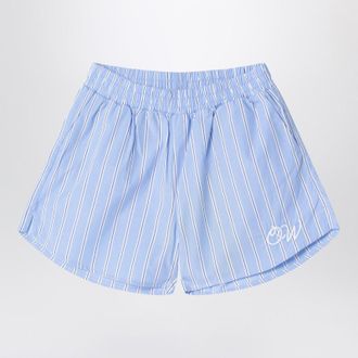 Off-white Light blue striped cotton shorts