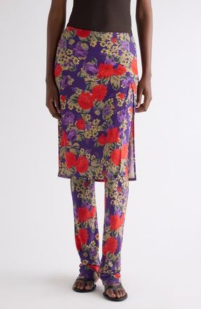 Acne Studios Floral Layered Knit Pants in Multi Purple at Nordstrom, Size 4 Us