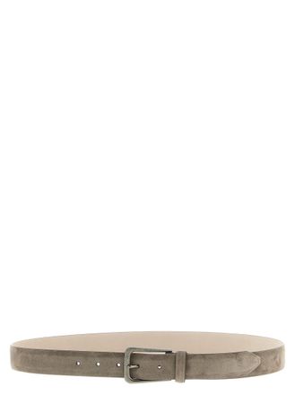 Brunello Cucinelli Grey Buckle Textured Belt