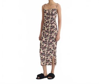 Nanushka Alexa Mesh Jersey Midi Dress In Tapestry Floral