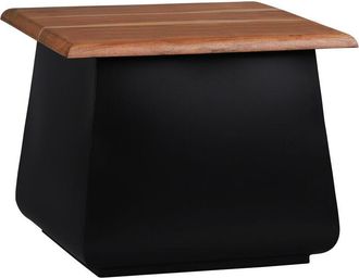 WOMO-DESIGN Womo-design - Tavolino da Caff&egrave; Sheffield 50x50x40 cm in Legno di Acacia Nero-Naturale Rettangolare Metallo Unico Fatto a Mano Design Industriale