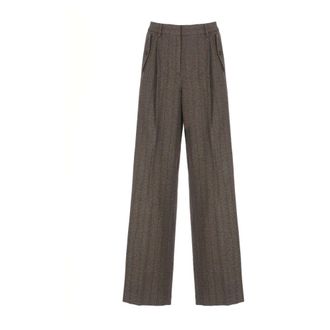 Golden Goose Broeken, Dames, Bruin, S, Virgin Wool Wide-Leg Broeken