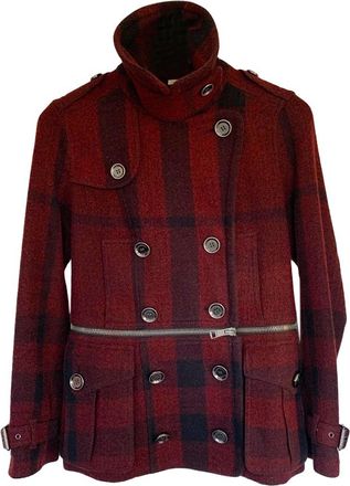 Burberry Brit Burgundy/Black Convertible High Neck Jacket Size XS