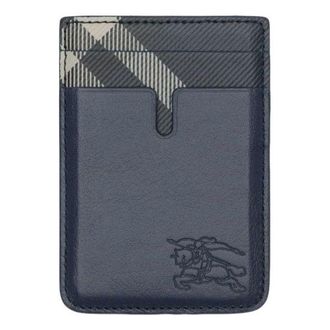 Burberry 26 Pop Check Magnetic Card Case Midnight Blue 81190271
