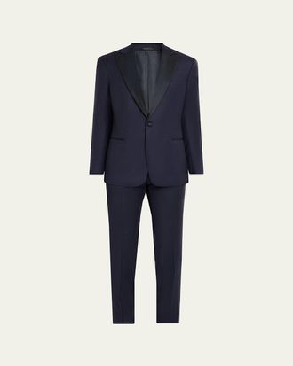 Giorgio Armani Mens Soft Woven Satin-Trim Single-Breasted Suit