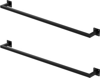 ML Design Ml-design - 2x Percheros De Pared 110x12 Cm De Acero Inoxidable Negro Para Vestidor/armario Barra De Almacenamiento Hasta 50kg Perchero Para Ropa, Toa