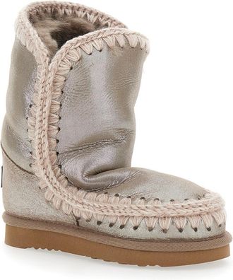 Mou Girls Metallic Ankle Boots Patent Suede Sheep