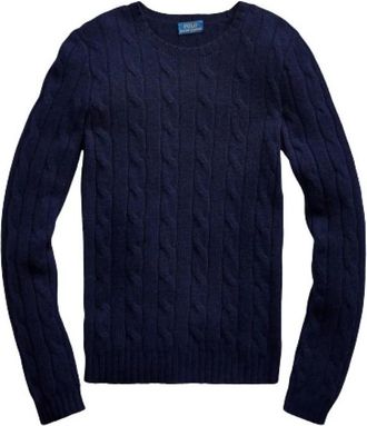 Polo Ralph Lauren Julianna Cashmere Twist Trui - Dames - Ronde hals truien - Blauw - XS - Kasjmier - Truien & Vesten