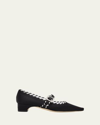 Manolo Blahnik 30mm Zaera Satin Mary Jane Pumps