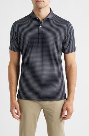 Johnnie-O Beau Stripe Performance Polo in Black at Nordstrom, Size Xx-Large