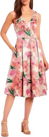 Eliza J Floral Print Fit And Flare Midi Dress In Pink