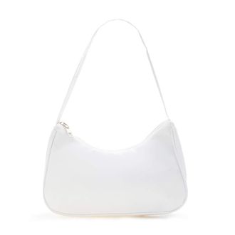 Generic Fashion Ladies Solid Color Underarm Bag Casual Nylon Female Hobos Bag Vintage Simple Design Women Zipper Shoulder Bag (White)