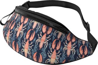Generic Vintage Lobster Print Bum Bags Bum Bag Unisex Crossbody For Workout Marathon Camping 14X35Cm