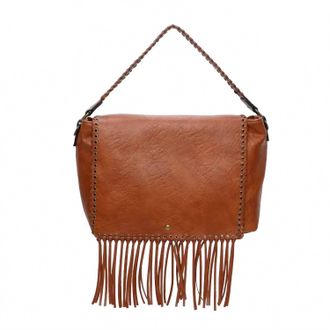 Ampere Creations Womens Lacey Fringe Messenger Hand Bag In Cognac