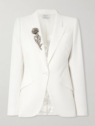 Alexander McQueen Blazer In Crêpe Con Decorazioni - Avorio
