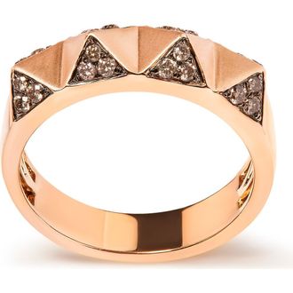 House of Brilliance 14K Rose Gold 1/4 Cttw Brown Diamond Pyramid Band Ring in Pink at Nordstrom, Size 7