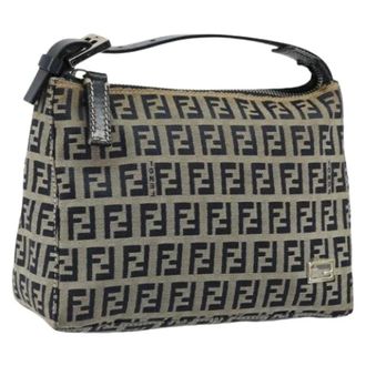 Fendi Pre-owned Shoulder Bags, female, Blue, Size: ONE SIZE Pre-owned Zucchino Canvas Hand Bag