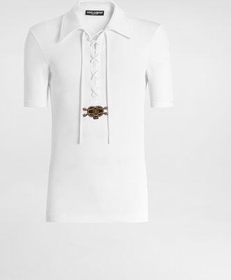 Dolce & Gabbana Cotton Interlock Serafino Shirt - Man T-shirts And Polos White 46