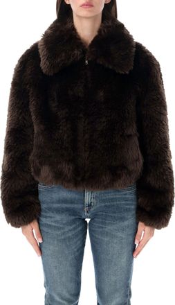 Stand Studio Aya Cropped Plush Faux Fur Jacket