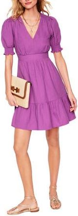 Boden Anna Puff Sleeve Double Cloth Cotton Tiered Dress in Foxglove at Nordstrom Rack, Size 6