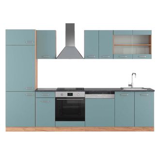 Vicco Mueble De Cocina R-line, Roble Azul-gris-dorado, 300 Cm, Et Antracita