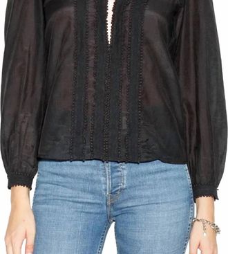 Re/Done Tate Long Sleeve Blouse In Black