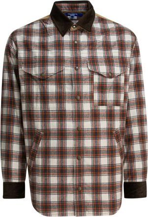Junya Watanabe Plaid Werkshirt Jas - Heren - Zomerjassen - Bruin - XL - Katoen - Jassen