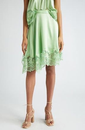 Ulla Johnson Avalon Lace Trim Silk Maxi Skirt in Celadon at Nordstrom Rack, Size 10
