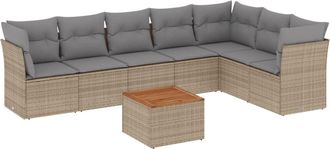vidaXL Juego De Sof&aacute;s Jard&iacute;n Con Cojines Beige Mezcla 8 Pzas Rat&aacute;n Pe Vidaxl